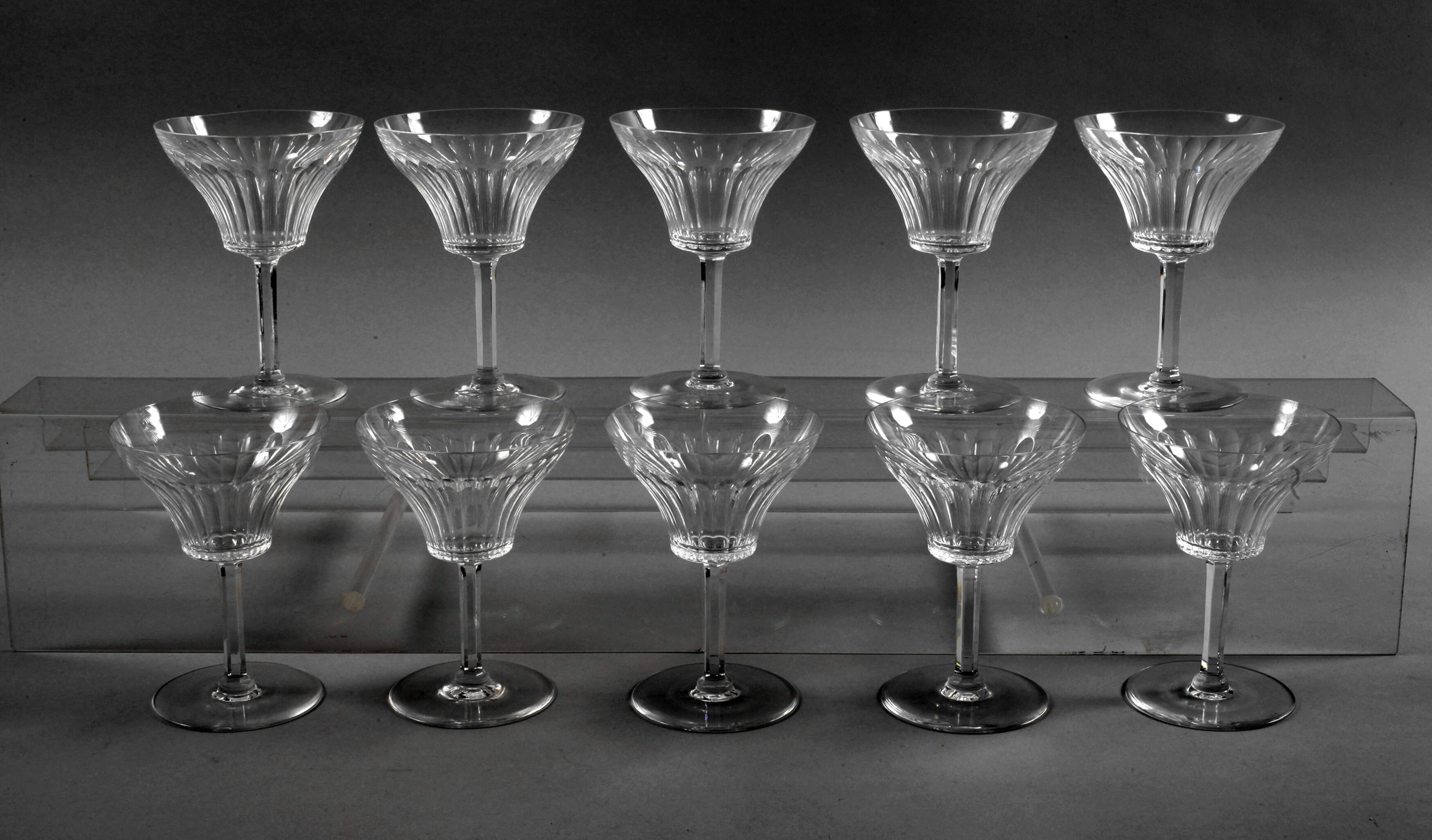 Zehn Champagnerschalen Orrefors