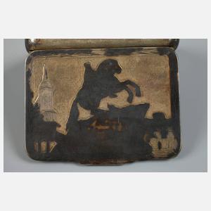 Silber Tabatiere Russland mit bekanntem Denkmal