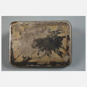 Silber Tabatiere Russland mit bekanntem Denkmal