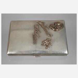 Silber Zigarettenetui mit Goldauflagen