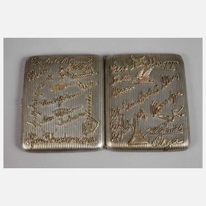 Silber Tabakdose Russland mit Goldauflagen