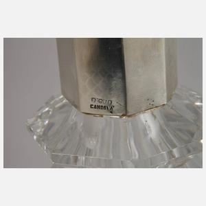 Paar Bleikristallkaraffen mit Silbermontierung