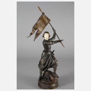 zurückgezogen - nächste Auktion - Adrien Etienne Gaudez, Chryselephantin Jeanne d'Arc