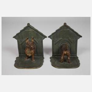Wiener Bronze Paar Buchstützen mit Hund