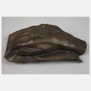 Körperabformungen Totenmaske und Hand