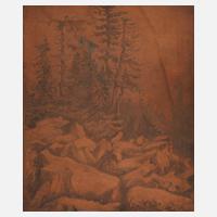 Radierplatte – Fichten in Gebirgslandschaft111