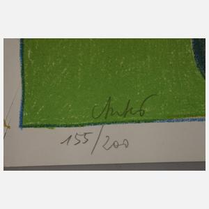 Prof. Horst Antes, "Maskierte Figur mit Treppe"