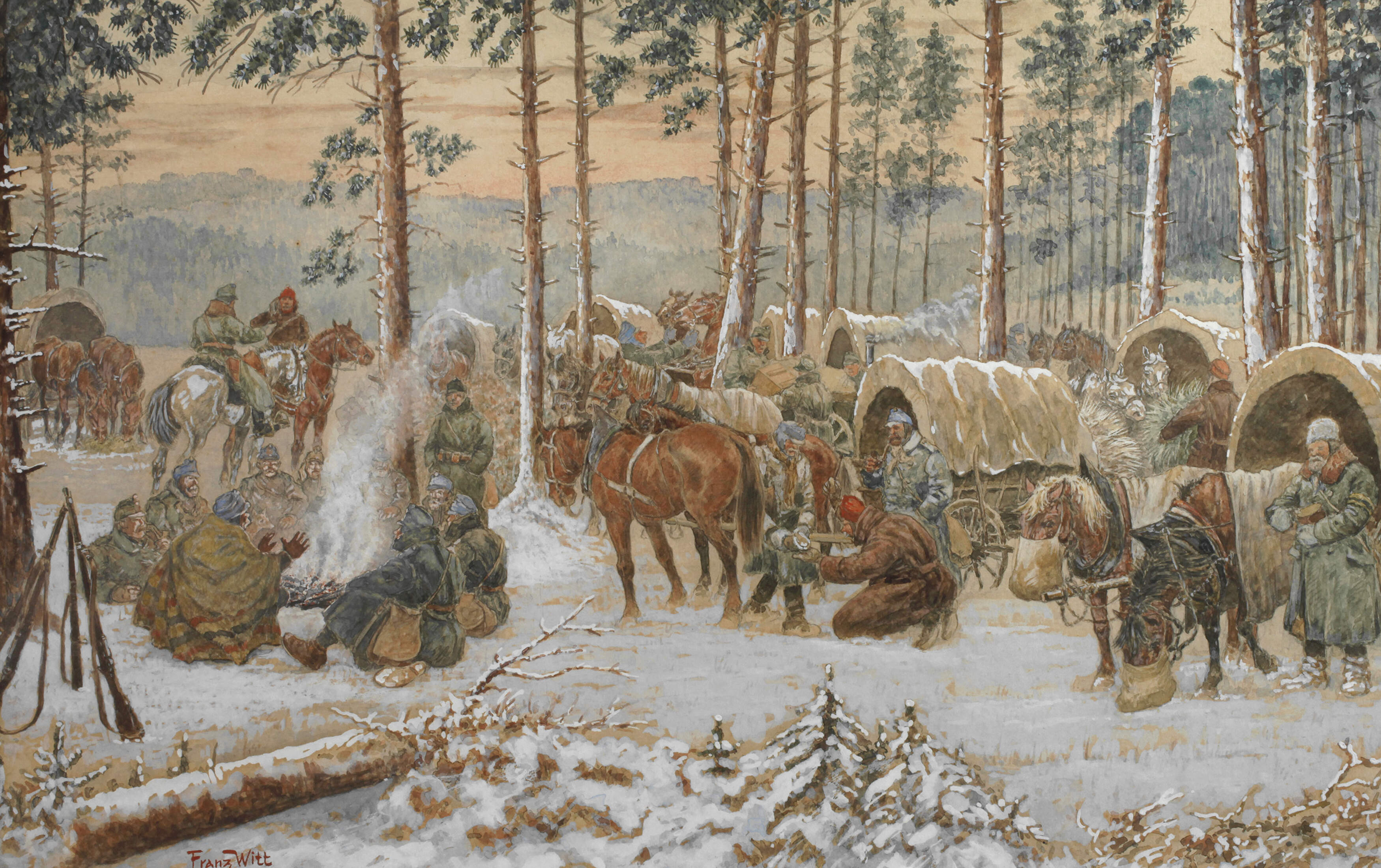 Franz Witt, Soldatenlager am Wald