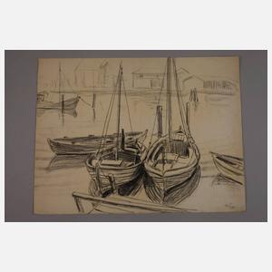 Alfred Tröger, Segelboote im Hafen