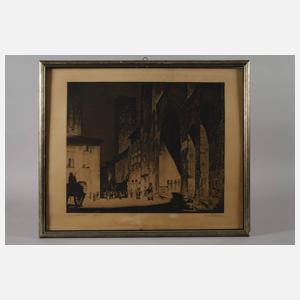 Carl Walther, "Piazza Duomo in San Gimignano"