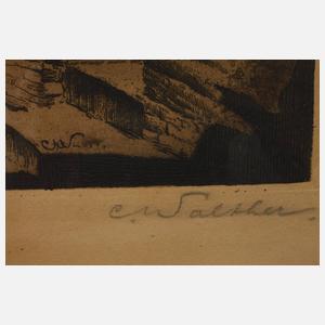 Carl Walther, "Piazza Duomo in San Gimignano"