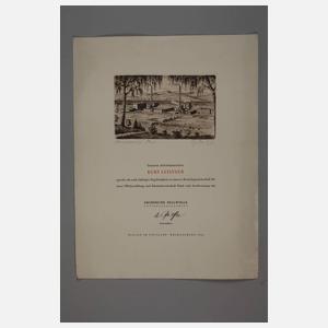 Originalgraphische Urkunde der Zellwolle AG Plauen