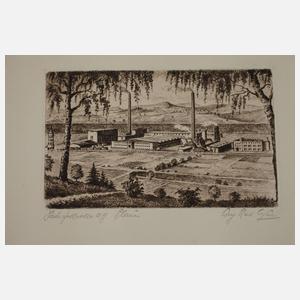 Originalgraphische Urkunde der Zellwolle AG Plauen