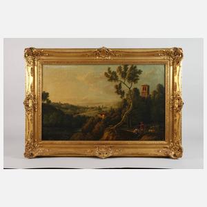 Romantische italienische Landschaft mit Hirten