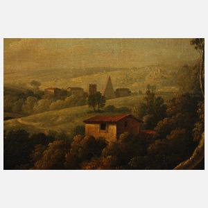 Romantische italienische Landschaft mit Hirten