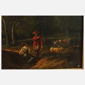 Romantische italienische Landschaft mit Hirten