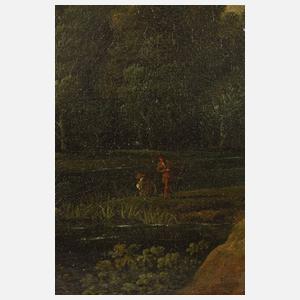 Romantische italienische Landschaft mit Hirten