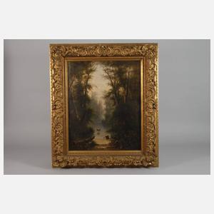 H. Elliot, Waldlandschaft mit Hirsch