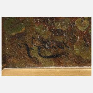 H. Elliot, Waldlandschaft mit Hirsch