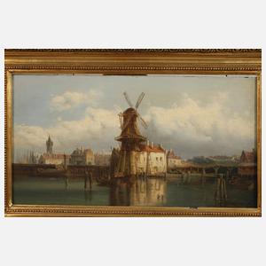 Jan van Hoom, attr., Niederländische Hafenansicht