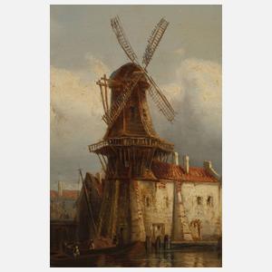 Jan van Hoom, attr., Niederländische Hafenansicht