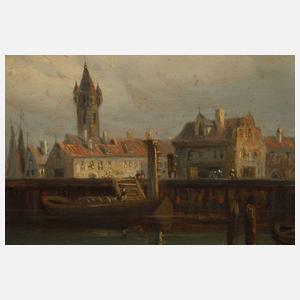 Jan van Hoom, attr., Niederländische Hafenansicht