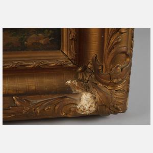 Kühe und Ziegen vor Dorfkulisse