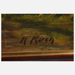 H. Koch, Dorfstraße mit Kastanien