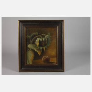 R. Metzen, Sonnenblume neben Pfirsich