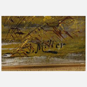 J. Miller, Herbstlicher See mit Ente