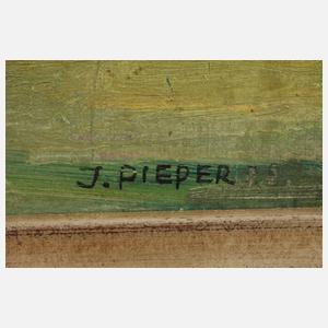 J. Pieper, Sommerliche Weide mit grasenden Kühen