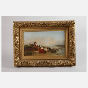 Pferdeherde bei Flussüberquerung