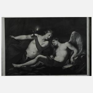 Biedermeierrahmen mit Graphik "Amor und Psyche"