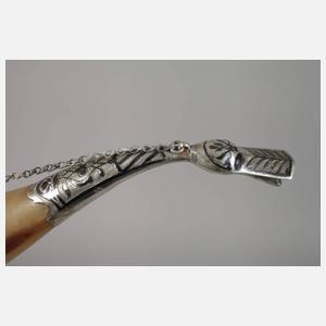 Russland Trinkhorn mit Silbermontierung