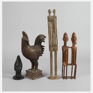 Vier Bronzen Benin