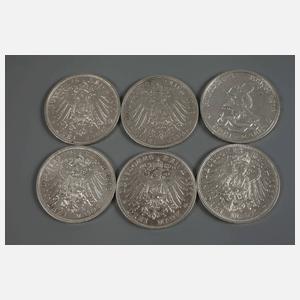 Konvolut Silbermünzen Kaiserreich