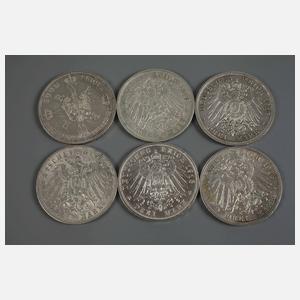 Konvolut Silbermünzen Kaiserreich