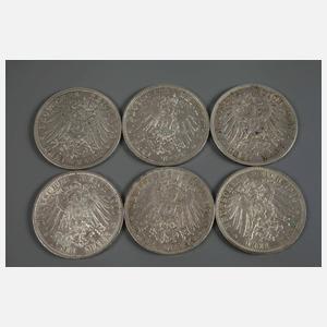 Konvolut Silbermünzen Kaiserreich