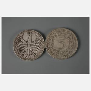 Konvolut BRD 5 Mark-Silbermünzen