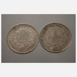 Zwei Silbermünzen Frankreich