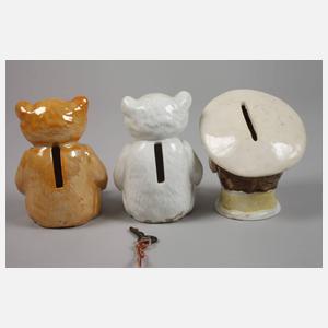 Drei figürliche Spardosen