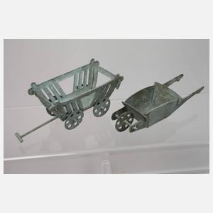 Dresdner Pappe Konvolut plastische Handwagen