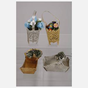 Dresdner Pappe Konvolut plastische Henkelkörbe