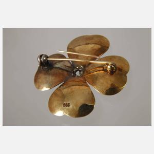 Kleeblattbrosche mit Brillant