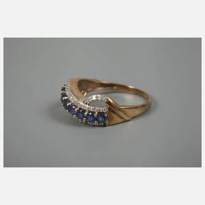 Damenring mit Saphiren und Diamanten