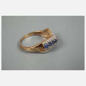Damenring mit Saphiren und Diamanten
