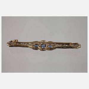 Art déco-Brosche mit Saphiren und Brillanten