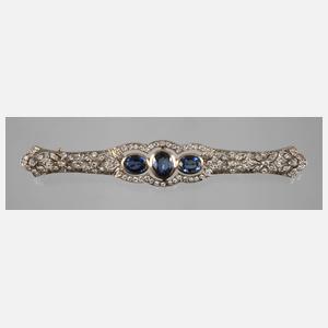 Art déco-Brosche mit Saphiren und Brillanten
