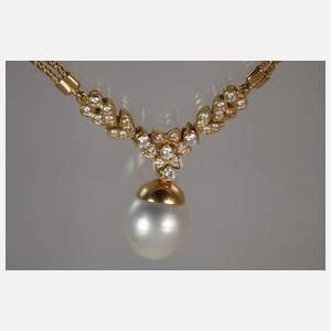 Collier mit Brillanten und Perle