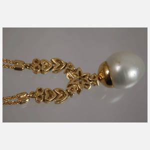 Collier mit Brillanten und Perle